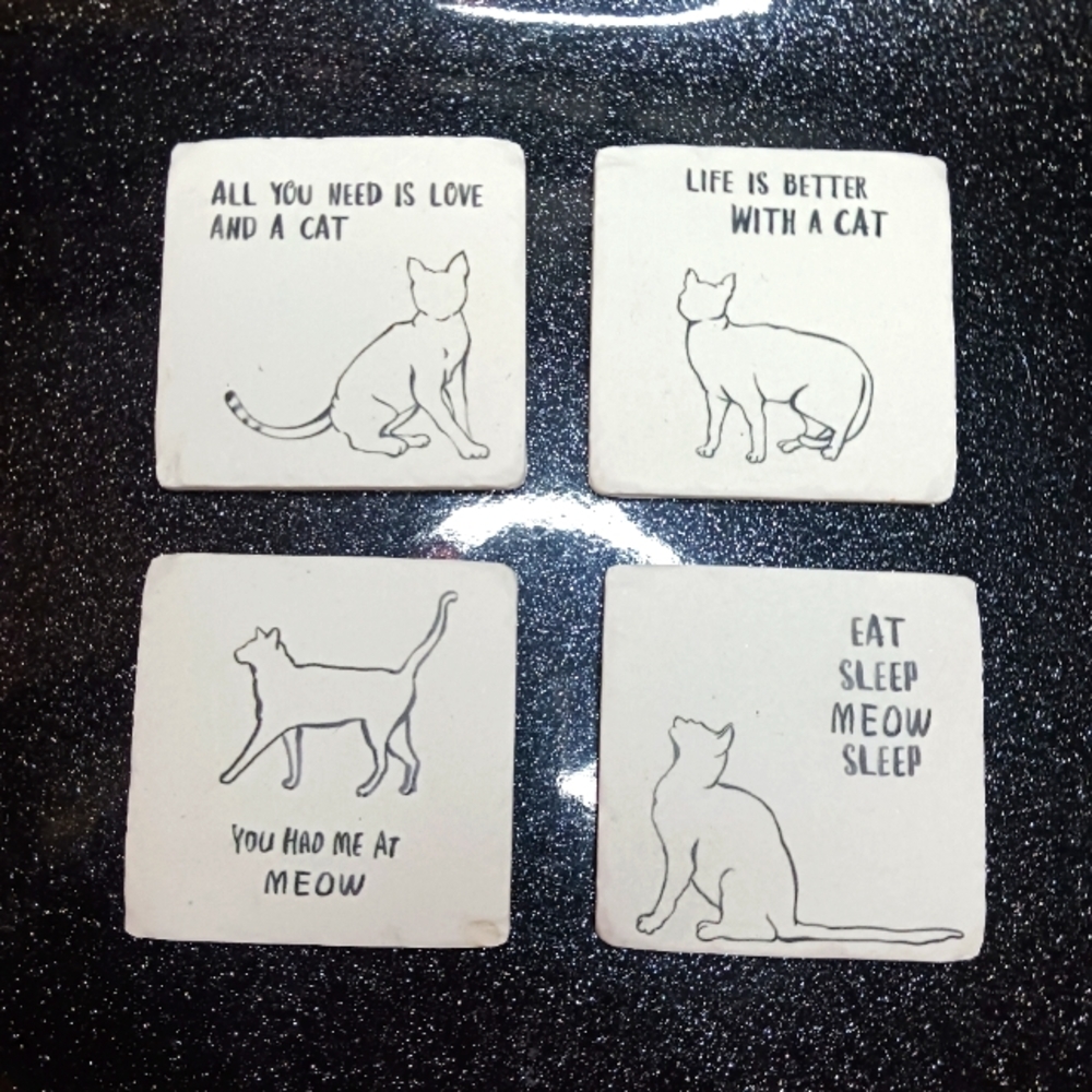 Gisela Graham Cat Quote Resin Coasters.